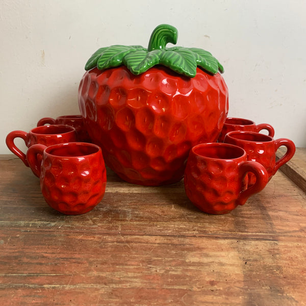 Vintage Keramik Bowle Service Erdbeere