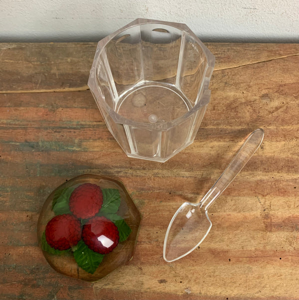 Vintage Marmeladendose aus Acrylglas Himbeere