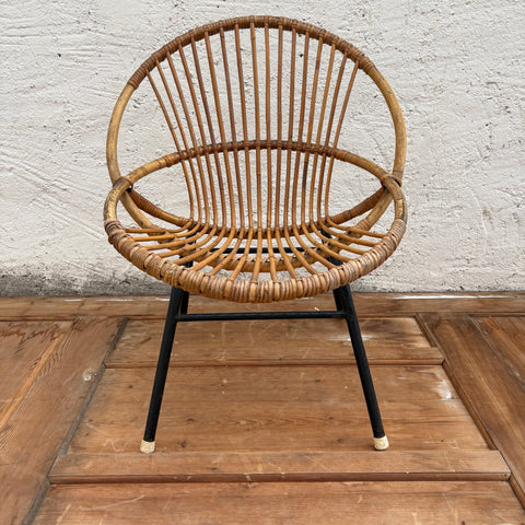 Vintage Mid Century kleiner Rattan Stuhl von Gebroeders Jonkers für Noordwolde