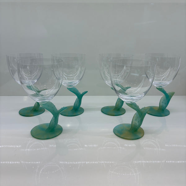 Vintage 6er Set Wassergläser Cactus Kollektion von Hilton McConnico für französische Kristallmanufaktur Daum Nancy