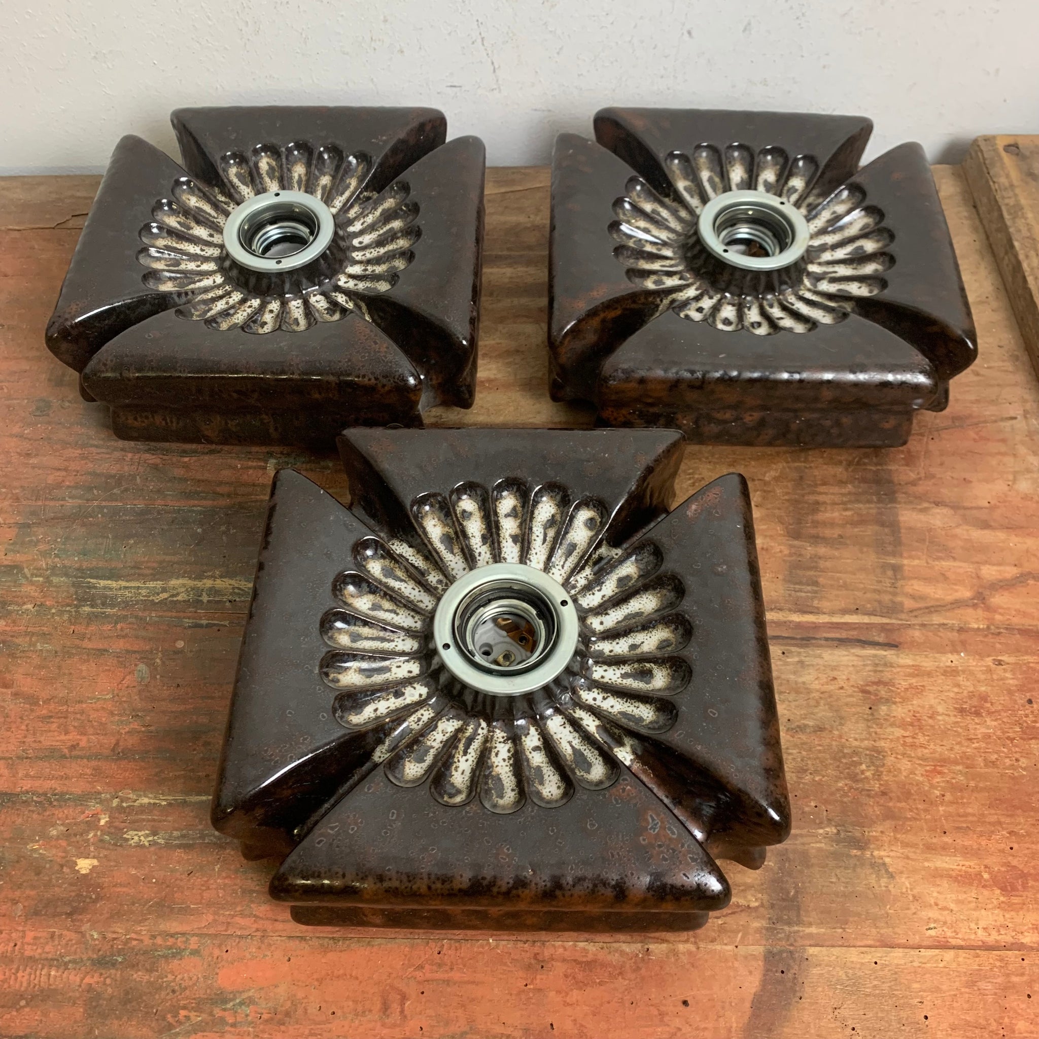 3er Set Keramik Wand Lampen von Pan Leuchten