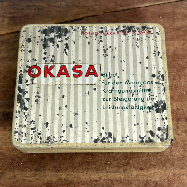 Vintage Potenzmittel Blechdose OKASA