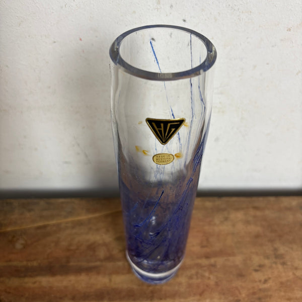 Vintage Mid Century Kunst Glas Vase von Hessen Glaswerke
