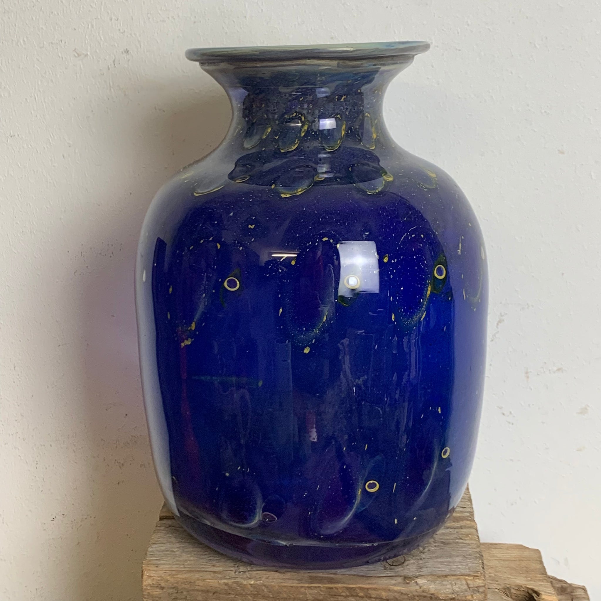 Vintage Glasvase Pfauenauge Glashütte Eisch