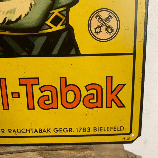 Vintage Blechschild Crüwell Tabak