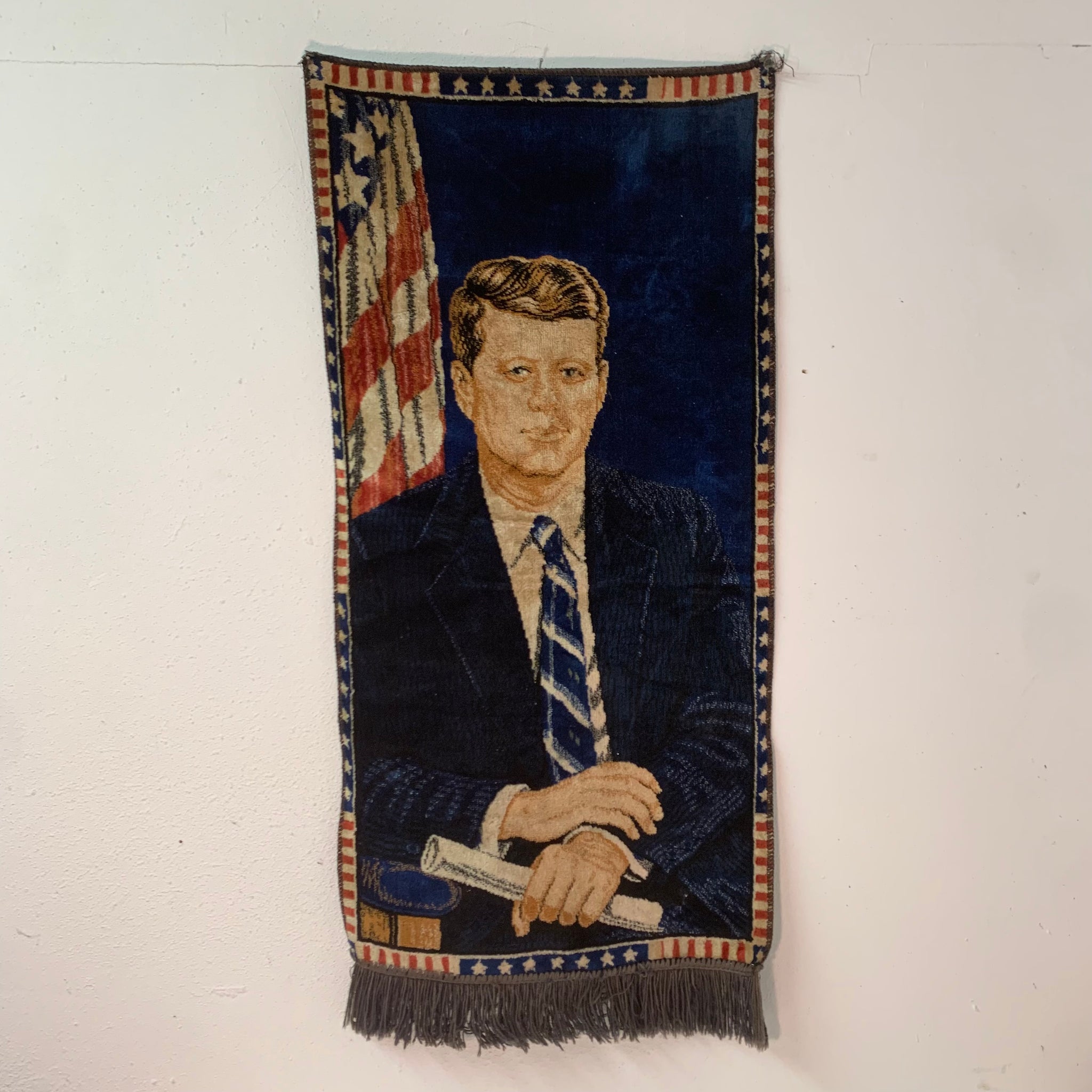 Vintage Wandteppich John F. Kennedy
