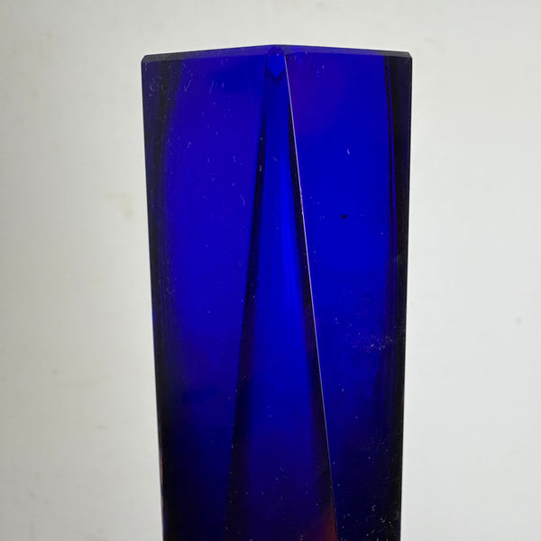 Vintage Mid Century facettierte Sommerso Murano Glas Vase von Flavio Poli für Alessandro Mandruzzato
