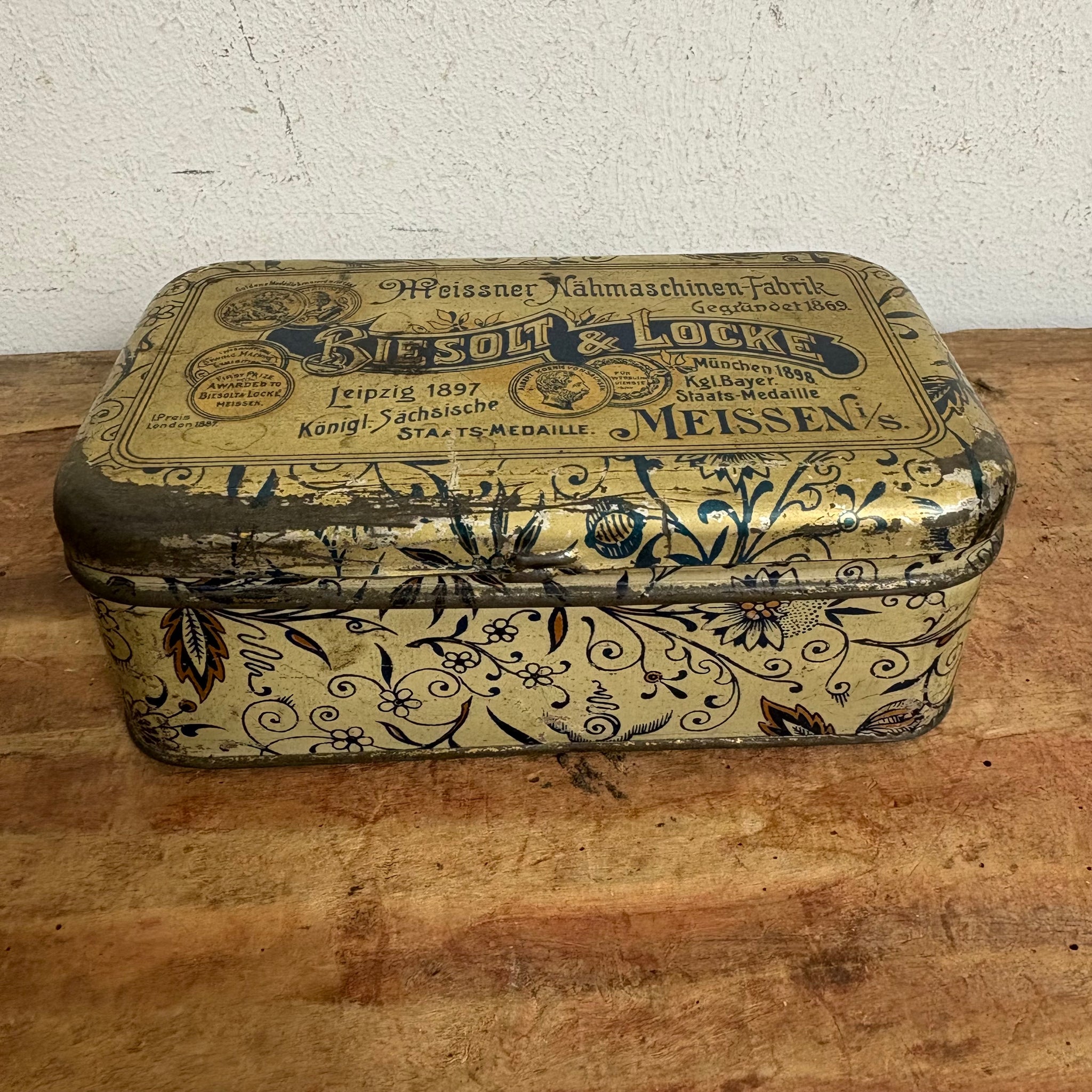 Vintage Blechdose Meissner Nahmaschinen Fabrik