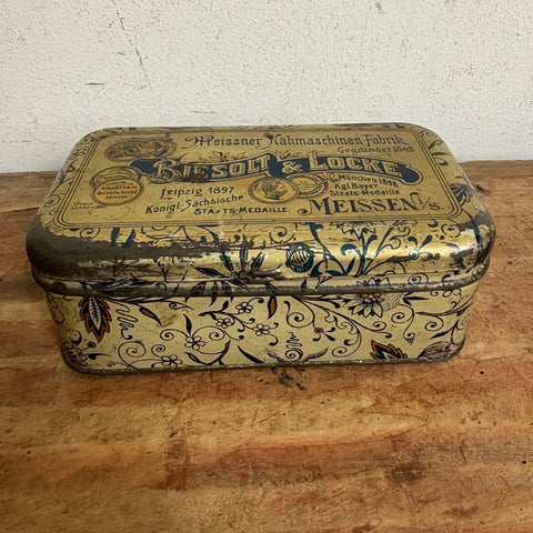 Vintage Blechdose Meissner Nahmaschinen Fabrik