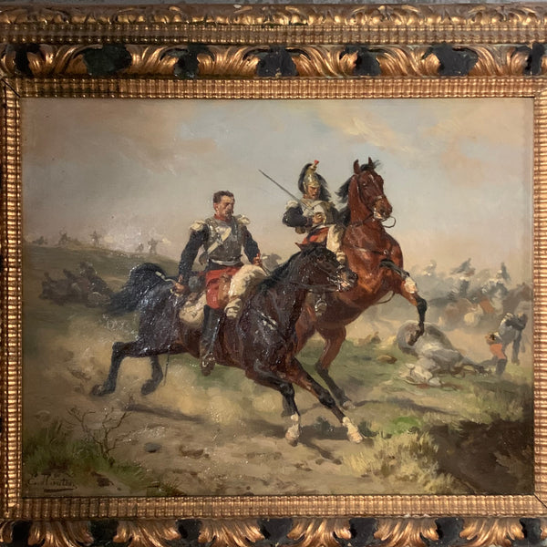 Ölgemälde Gefecht aus dem Deutsch - Französischen Krieg von Emil Hünten