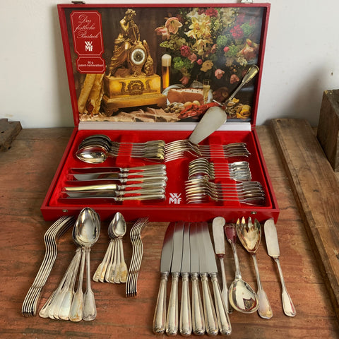 Vintage Tafelbesteck Augsburger Faden von WMF für 12 Personen