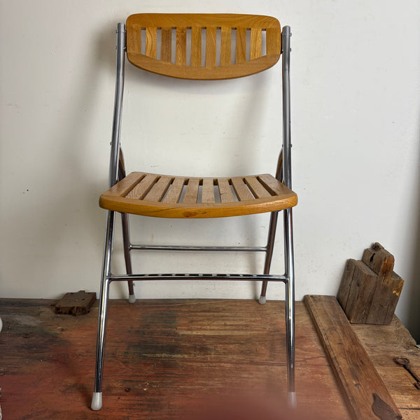 Vintage Stahlrohr Holz Klappstuhl