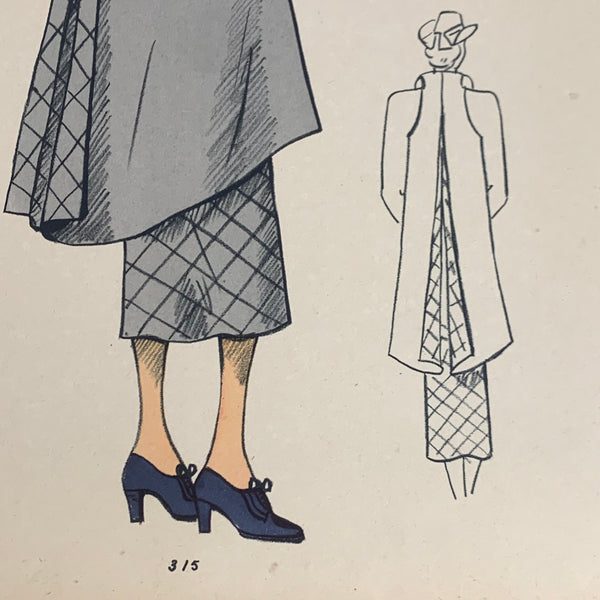 1930's French Art Deco Fashion Illustration Inspirations D'Avant Saison Blatt 315