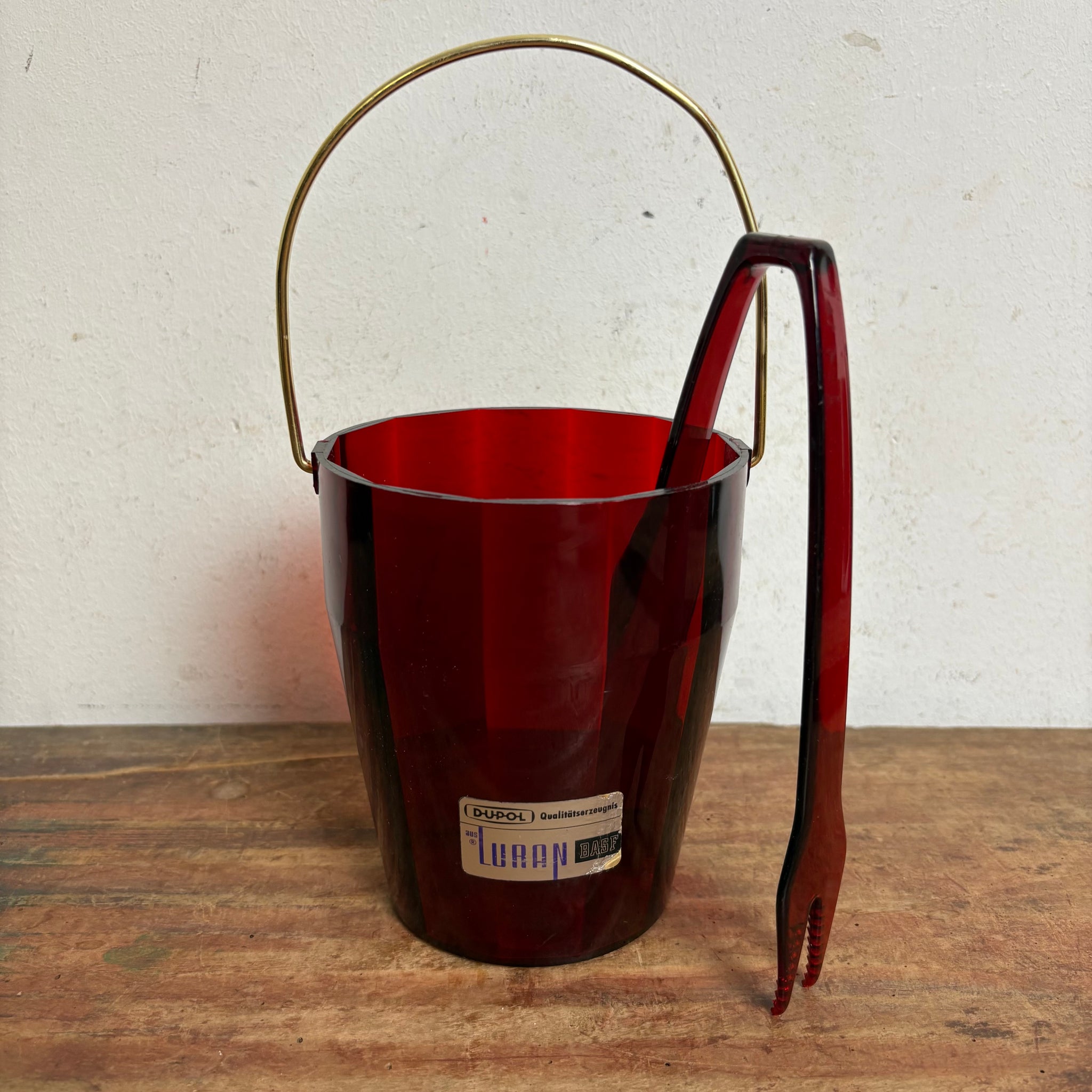 Vintage Eiswürfelbehälter mit Zange aus Luran von BASF