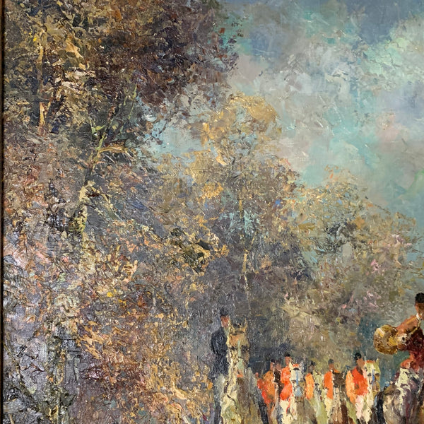 Ölgemälde Ausritt mit Meute von Ludwig Gschossmann