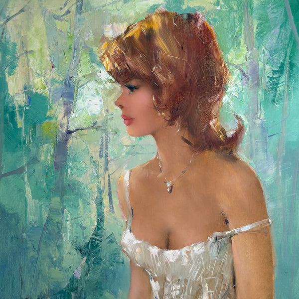 Ölgemälde impressionistischen Frauenporträt junge Frau in weißem Kleid von Ingfried Paul Henze-Morro