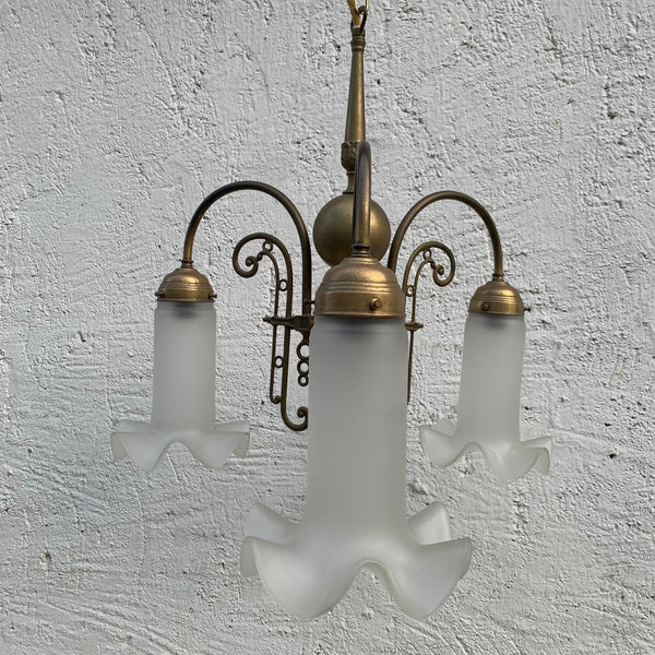 Dreiarmiger Jugendstil Kronleuchter
