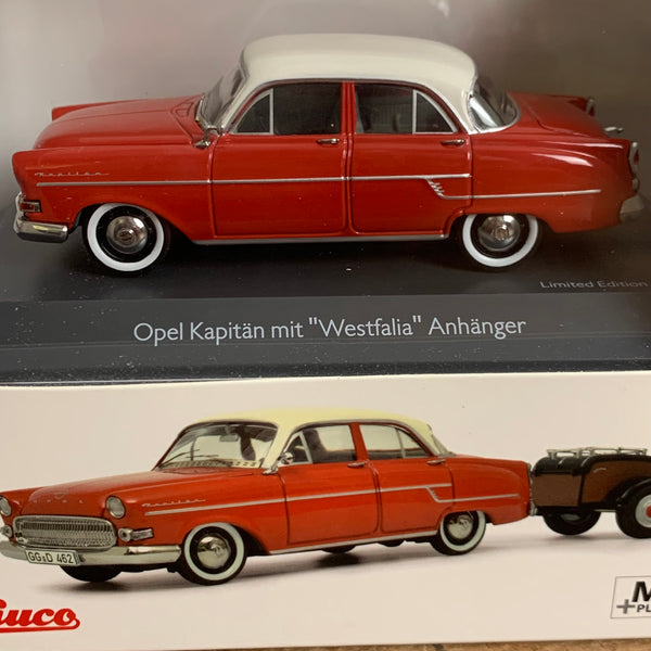 Modellauto Opel Kapitän mit Anhänger von Schoco OVP