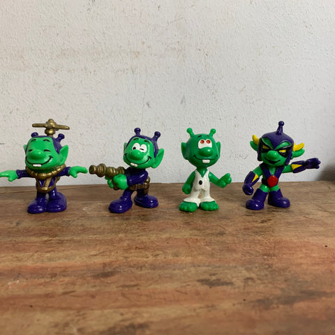 Vintage 4 x Astro Sniks Snik Figur von Bully lila grün