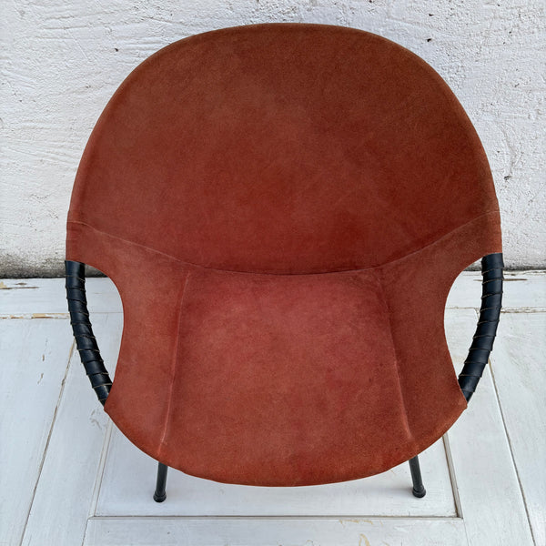 Vintage Mid Century Wildleder Circle Balloon Chair von Lusch Erzeugnis für Lusch & Co.