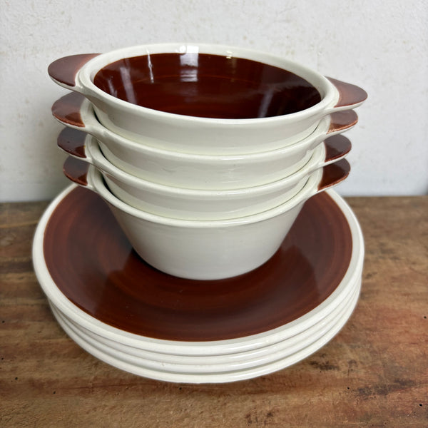Vintage Keramik Schalen und Teller Carnaval von Digoin in braun