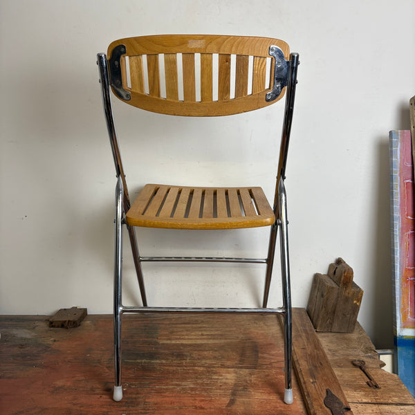 Vintage Stahlrohr Holz Klappstuhl
