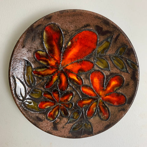 Vintage Keramik Wandteller von Ruscha Blumen 717/2