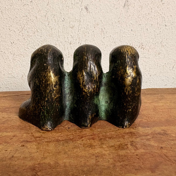 Vintage Bronze Skulptur Figur Die drei weisen Affen