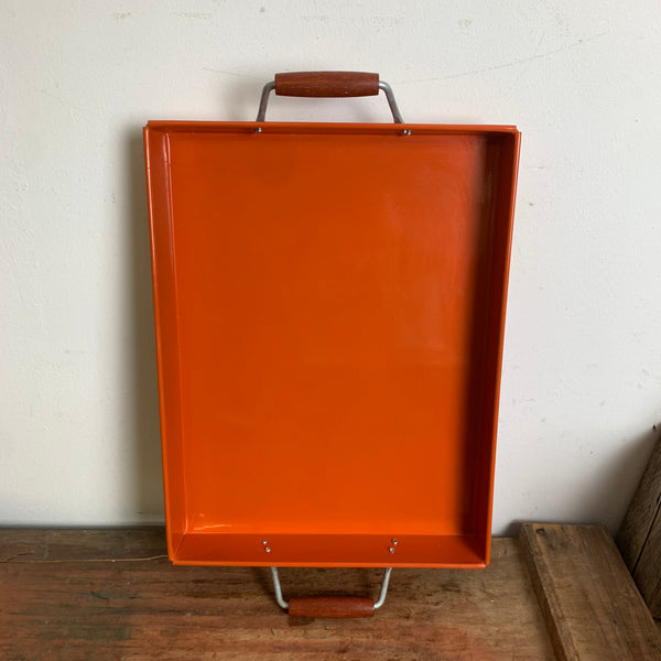 Vintage Metall Tablett in orange