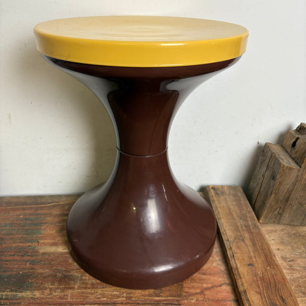 Vintage Hocker wie Tam Tam braun gelb