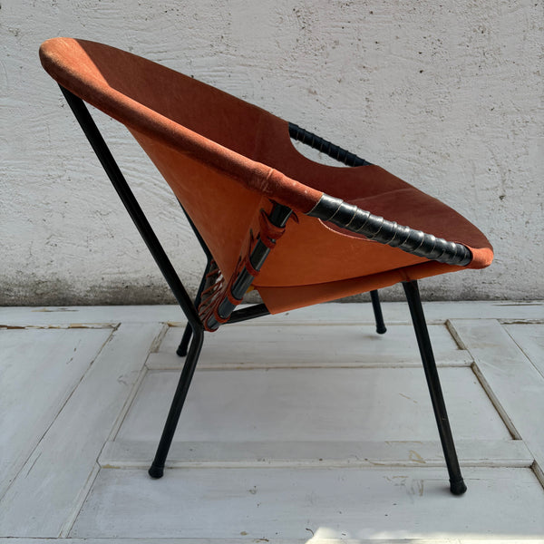 Vintage Mid Century Wildleder Circle Balloon Chair von Lusch Erzeugnis für Lusch & Co.