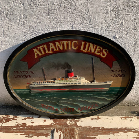Nostalgisches maritimes Holzschild Atlantic Lines
