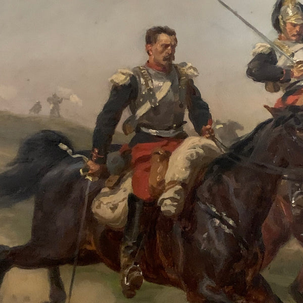 Ölgemälde Gefecht aus dem Deutsch - Französischen Krieg von Emil Hünten