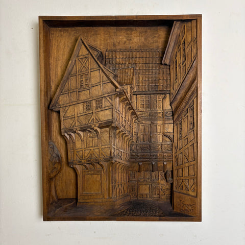 Geschnitztes Holz Relief Bild Ungestülpter Zuckerhut Hildesheim