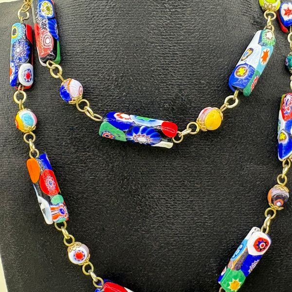Vintage Millefiori Halskette aus Muranoglas