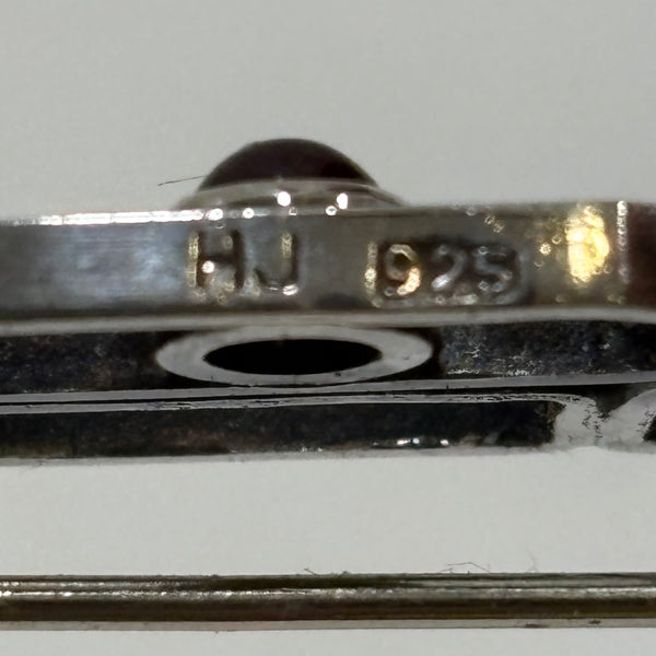 Art Deco Silber Brosche mit Rubinen von Hermann Julius Wilm