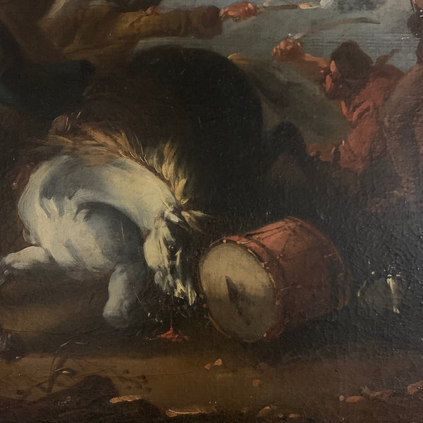 Ölgemälde Schlachtenszene in süditalienischer Abendlandschaft von Jacques Courtois
