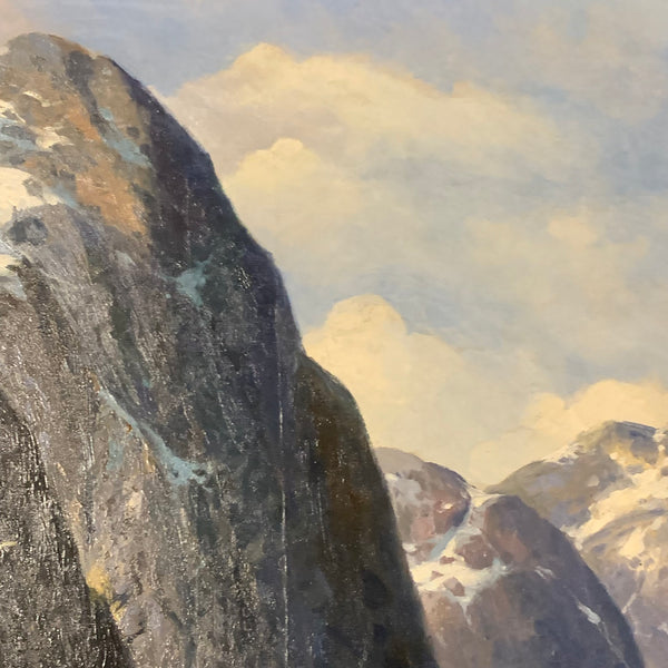 Ölgemälde Norwegisches Fischerdorf am Fjord von Johann Holmstedt