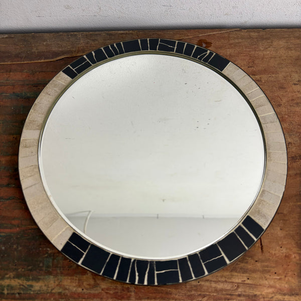 Vintage Mid Century Runder Mosaik Spiegel