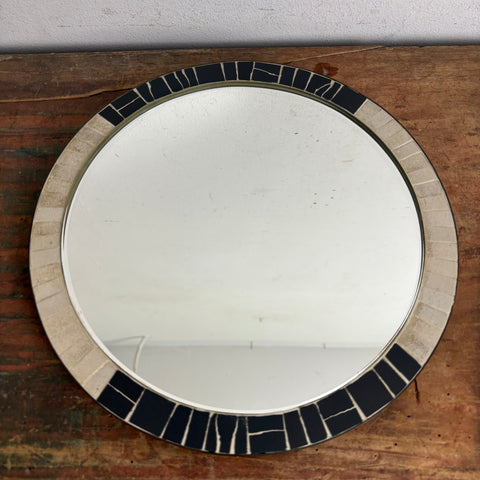 Vintage Mid Century Runder Mosaik Spiegel