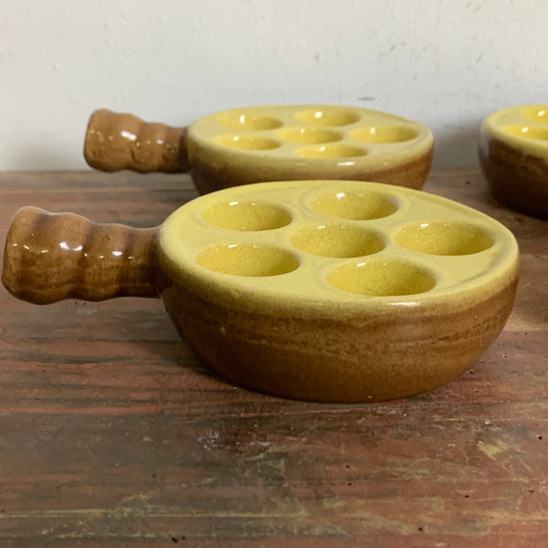Vintage 4er Set Keramik Schneckenpfännchen von Depose France