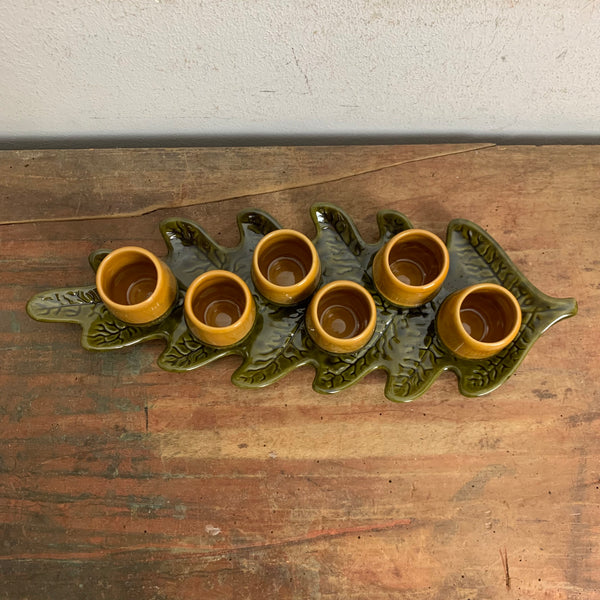 Vintage Keramik Schnaps Becher Eichel auf Eichenblatt