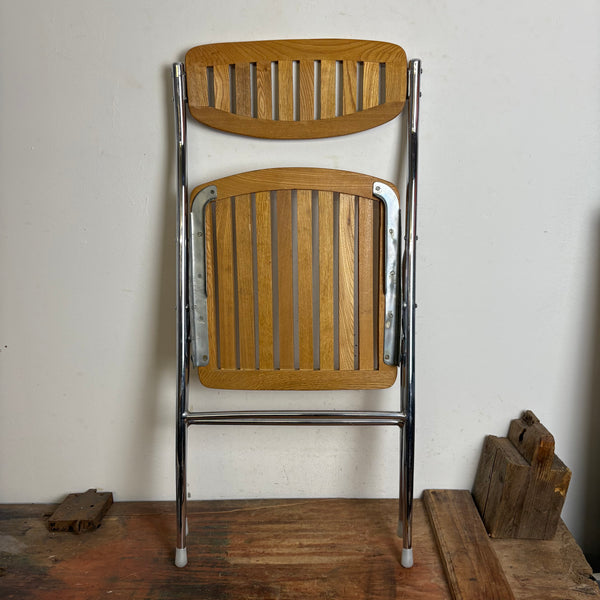 Vintage Stahlrohr Holz Klappstuhl