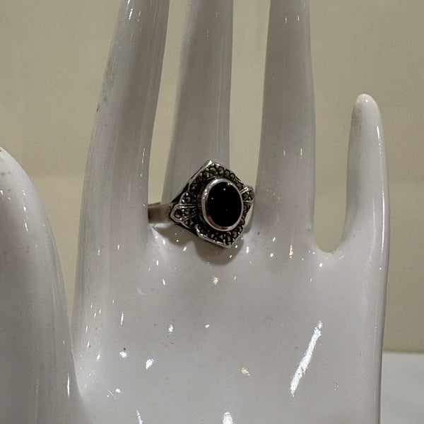 Art Deco Sterling Silber Ring mit Onix