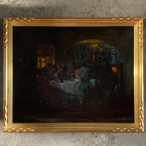 Ölgemälde In geselliger Runde von Antal Berkes