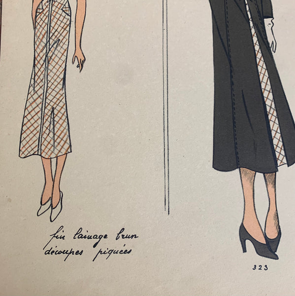 1930's French Art Deco Fashion Illustration Inspirations D'Avant Saison Blatt 323