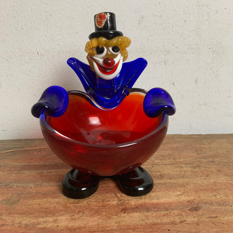 Vintage Murano Glas Aschenbecher Clown