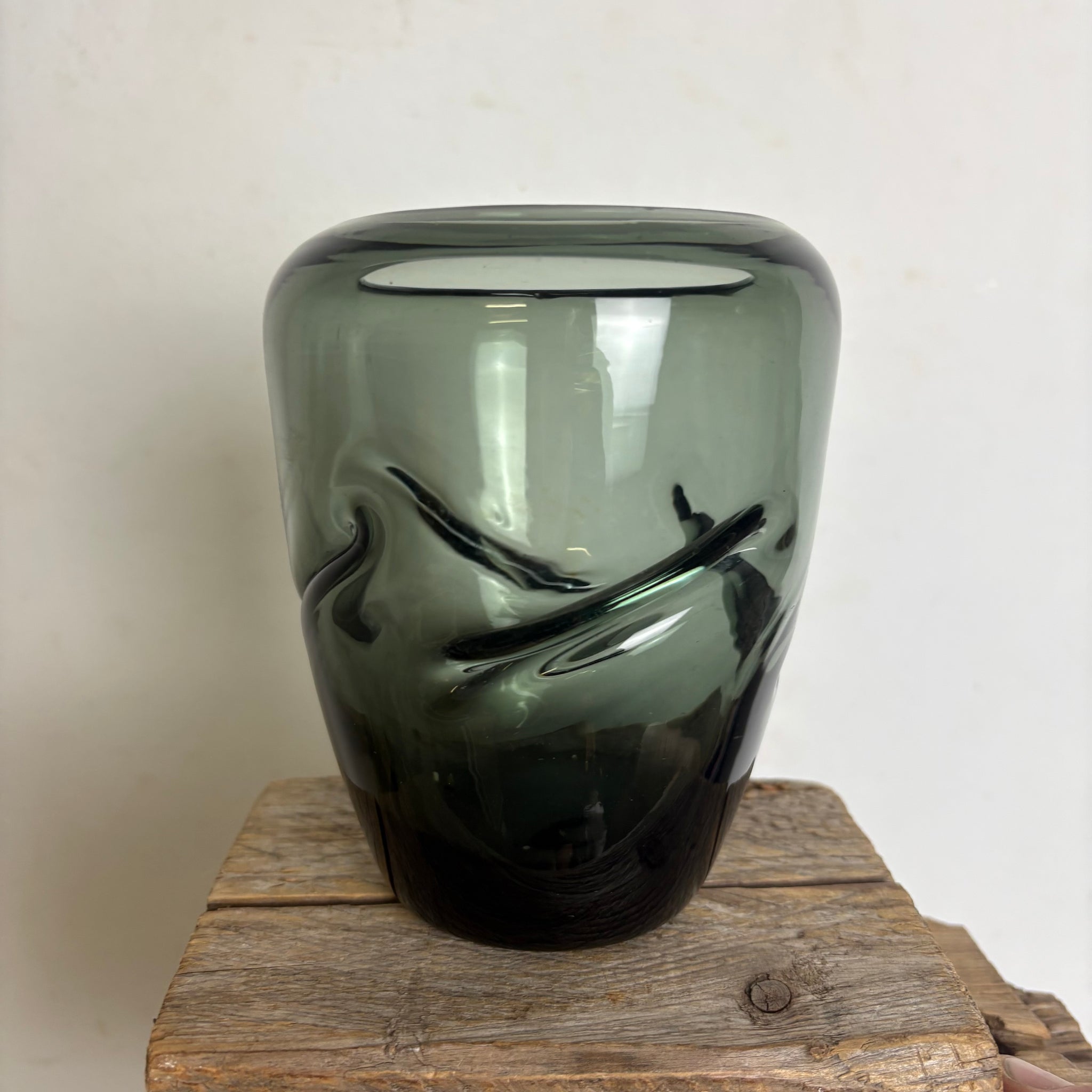 Vintage graue Rauchglas Murano Empoli Vase – Trödelfuchs Vintage Shop