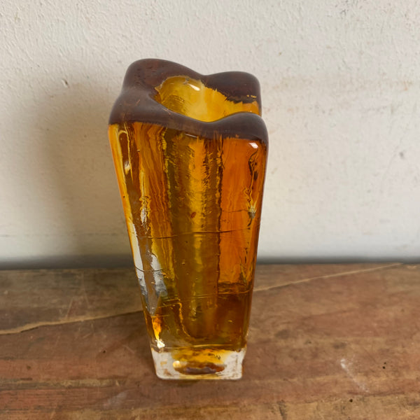 Vintage Blockglas Kristall Vase von Schott Zwiesel