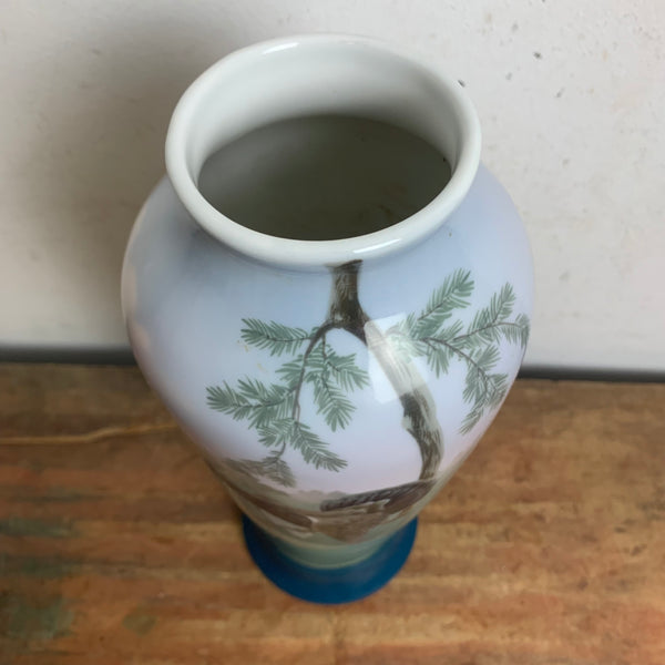 Antike Jugendstil Porzellan Vase Motiv Auerhahn von Wilhelm Jäger